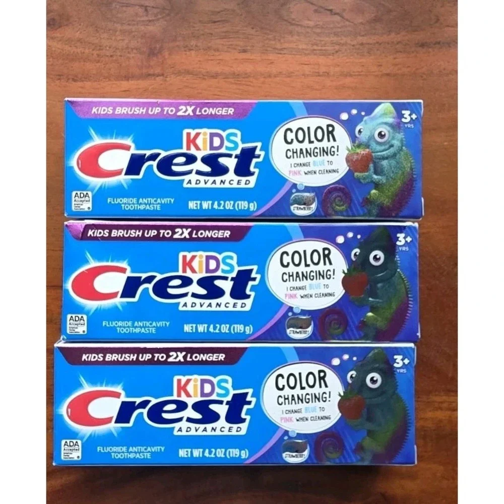 Crest Kids Advanced‎ Color Changing Toothpaste Fluoride 4.2 oz Pack of 3